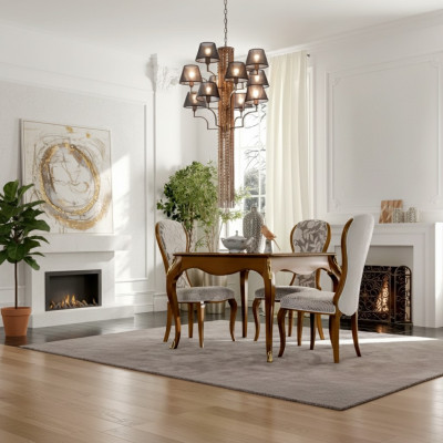 Luxus Esszimmer Set Braun Garnitur Klassische Tisch 4x Stühle Sets 5tlg