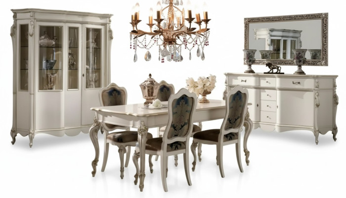 Klassisches Esstisch 4x Stühle Esszimmer Gruppe Tisch Sitzgruppe 8tlg