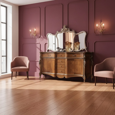 Sideboard mit Spiegel Wohnzimmer Anrichte Möbel Design Schrank Braun Neu