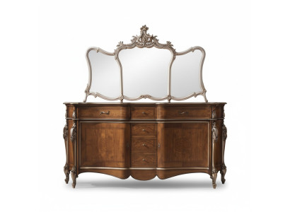 Sideboard mit Spiegel Wohnzimmer Anrichte Möbel Design Schrank Braun Neu