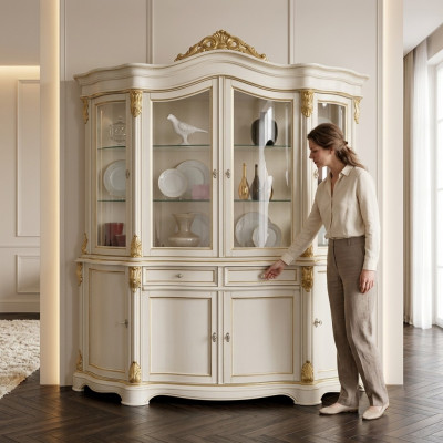 Vitrine Italienische Luxus Möbel Vitrinen Anrichte Schrank Glas Design