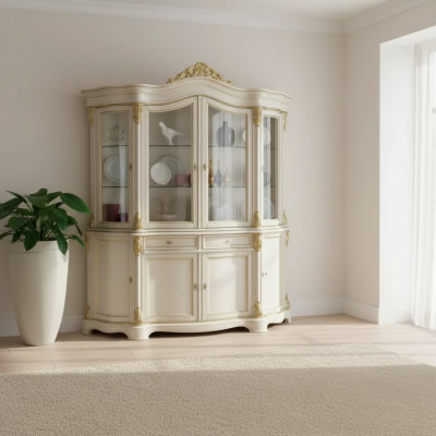 Vitrine Italienische Luxus Möbel Vitrinen Anrichte Schrank Glas Design
