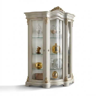 Vitrine Holz Schrank Klassische Weiß Schränke Design Wohnzimmer Glas