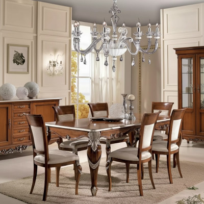 Klassische Set Esstisch + 6x Stühle Garnitur Tische Esszimmer Gruppe Neu