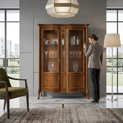 Italienische Luxus Holz Möbel Klassische Stil Vitrine Wohnzimmer Neu