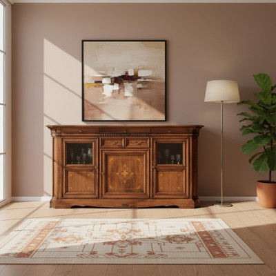 Sideboard Wohnzimmer Kommode mit Schubladen Holz Schrank Braun Neu