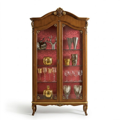 Vitrine Holz Möbel Glas Schrank Braun Vitrinen Wohnzimmer Anrichte Neu