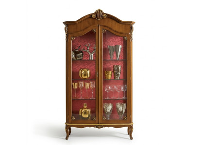 Vitrine Holz Möbel Glas Schrank Braun Vitrinen Wohnzimmer Anrichte Neu