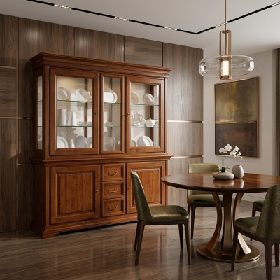Klassisch Vitrine Italienische Luxus Möbel Vitrinen Holzschrank Design Schrank