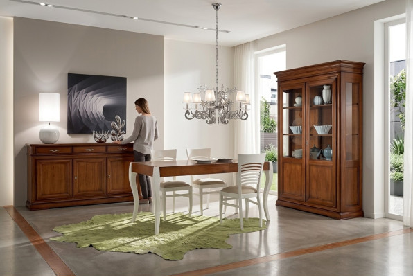 Esszimmer Set Garnitur Tisch Sideboard Vitrine Gruppe Essgarnitur 3tlg. Neu