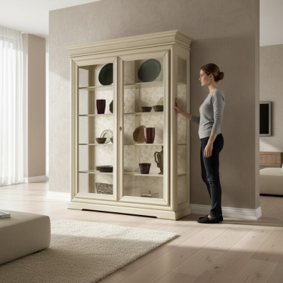 Luxus Vitrine Holz Designer Schrank Vitrinen Wohnzimmer Schränke Neu