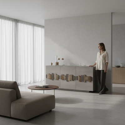 Kommode Sideboard Massiv Holz Schrank Möbel Kommoden Anrichte Grau