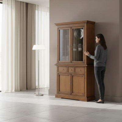 Klassische Vitrine Braun Glas Schrank Luxus Glasschrank Vitrinenschrank