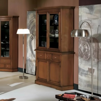 Klassische Vitrine Braun Glas Schrank Luxus Glasschrank Vitrinenschrank