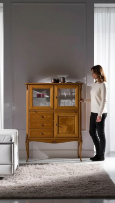Vitrine Glas Barschrank Schränke Italienische Möbel Holz Wohnzimmer