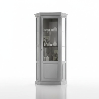 Eck Vitrine Schrank Weiß Vitrinen Wohnzimmer Klassischer Design Regal
