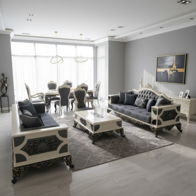 Luxuriöses Set zwei Edlen 3-Sitzer Sofas Hochwertigen Materialien Sofa Set