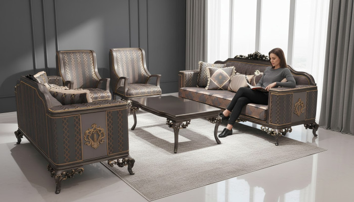 Deluxe Wohnzimmer Sofa Set 3+3 Sitzer Modern Sofa Elegantes Wohnzimmer