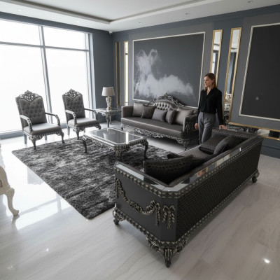 Prestigeträchtige 3+3+1 Wohnzimmer Garnitur Wohnzimmer set zwei Sofas und sessel