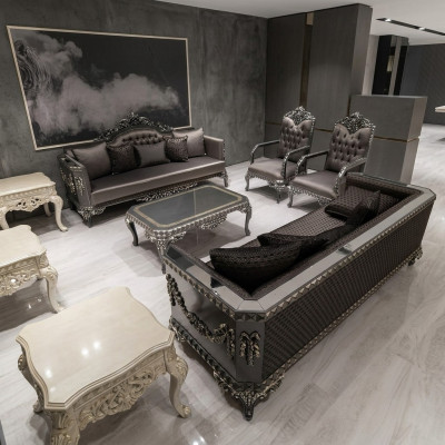 Deluxe Wohnzimmer Garnitur Sofa und Sessel Premium Sofa und sessel Neu Braun