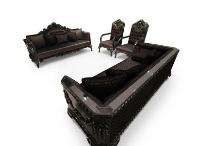 Deluxe Wohnzimmer Garnitur Sofa und Sessel Premium Sofa und sessel Neu Braun