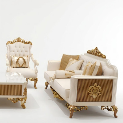 Exquisite Wohnzimmer Sofagarnitur Sofa 2x Sessel set Luxus Garnitur
