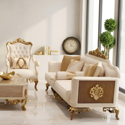 Premium Wohnzimmer Set Möbel set 2x Sofa 3 Sitzer Moderner Wohnzimmer neu