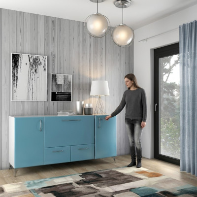 Baby Blau Sideboard Luxus Wohnzimmer Wohnwände Einrichtung Kommoden