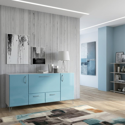 Baby Blau Sideboard Luxus Wohnzimmer Wohnwände Einrichtung Kommoden