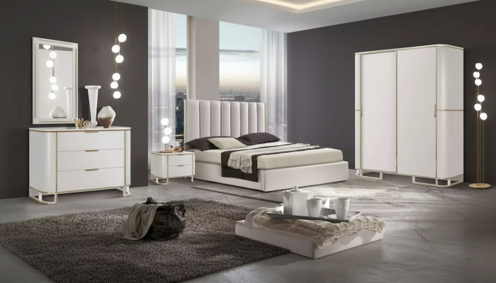 Bett 2x Nachttische Kommode 6tlg.Schlafzimmer Set Design Luxus neu