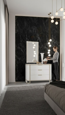 Schlafzimmer Set Kommode Spiegel Neu Luxus Komplettes neu Weiß 2tlg