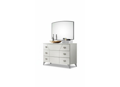 Schlafzimmer Set Kommode Spiegel Luxus Komplettes weiß Sideboard 2tlg