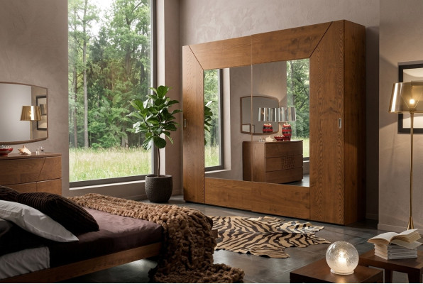 Schlafzimmer Kleiderschrank Holz Schrank Modern braun Kleiderschränke
