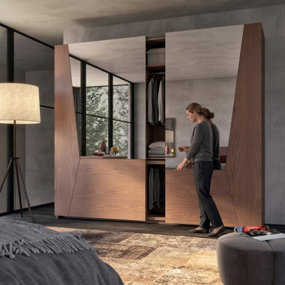 Kleiderschrank braun Schlafzimmer Holz Schrank Luxus Modern Kleiderschränke