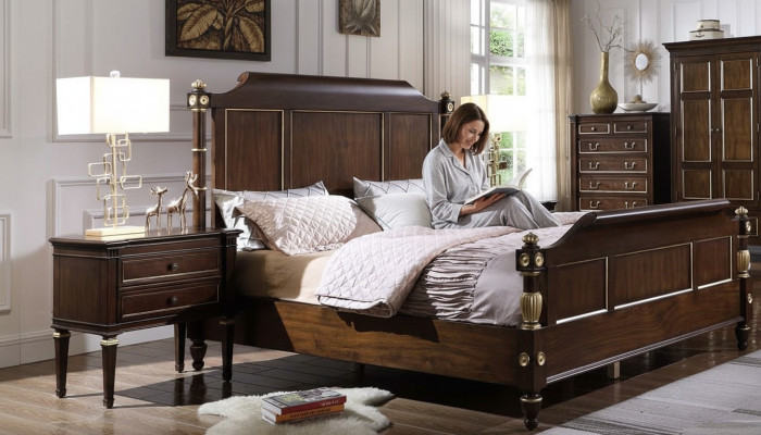 Schlafzimmer Set Bett 2x Nachttische Luxus neu 3tlg Design Modern Holz