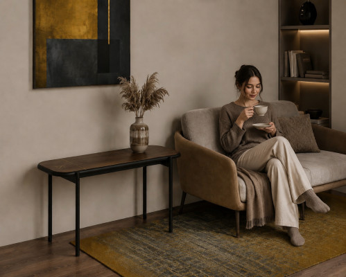Wohnzimmer Couchtisch Luxus Möbel Tisch braun Beistelltisch Design