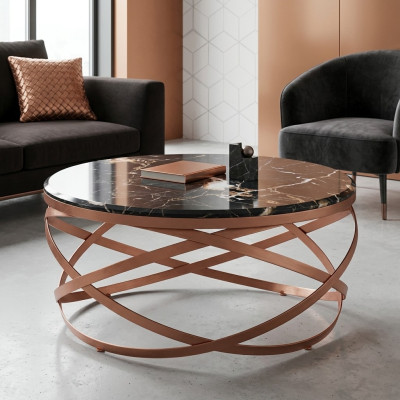 Couchtisch rund Möbel Luxus neuschwarz Modern Wohnzimmer Design braun