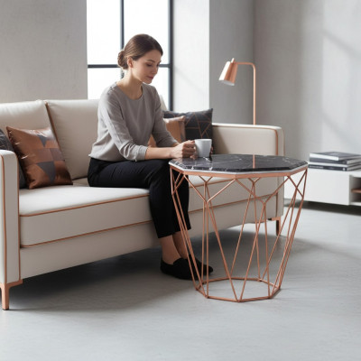 Beistelltisch Wohnzimmer Luxus Möbel Material schwarz Metall Design
