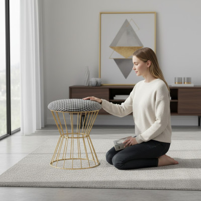 Hocker Fußhocker Würfel Luxus Möbel Design Stil Lounge Club Stoff
