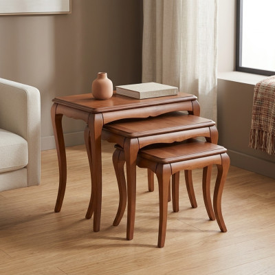 Beistelltisch 3x braun Wohnzimmer Möbel Material Edelstahl Design neu