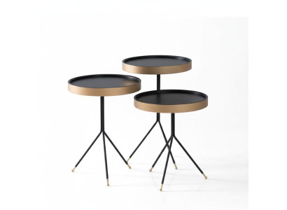 Beistelltisch 3x rund Dekotisch Lampentisch Sofatisch Tisch Holz schwarz