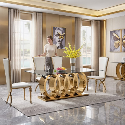 Moderner Esstisch Edelstahltisch Esszimmer Tische Designer Möbel Tische