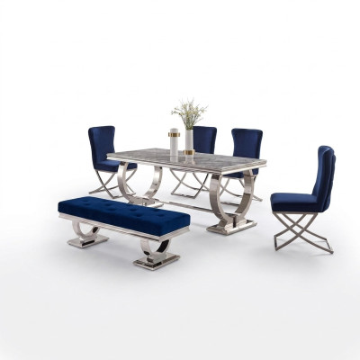Designer Rechteckiger Esstisch Esszimmer Möbel Luxus Edelstahltische