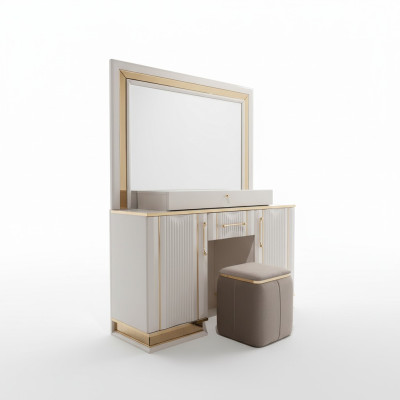 Schlafzimmer Set Schminktisch mit Spiegel Hocker Design Luxus neu 2tlg