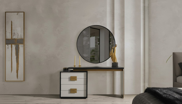 Schlafzimmer Stilvoller Set Designer Schminktisch Luxus Spiegel 2tlg