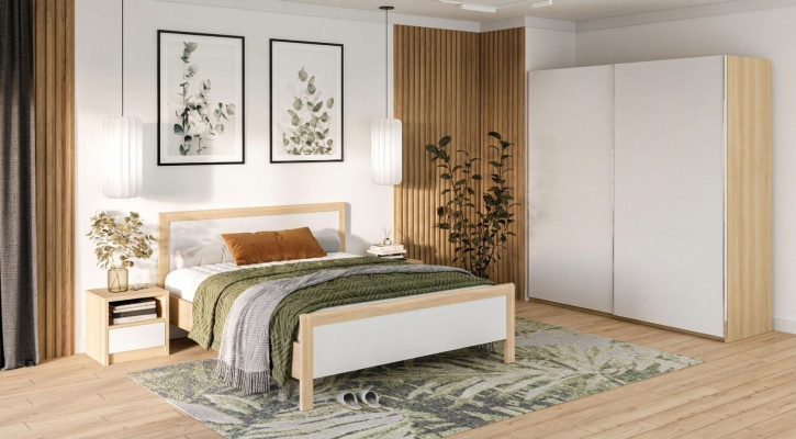 Weiße Schlafzimmer Möbel Luxus Bett Nachttische Großer Kleiderschrank