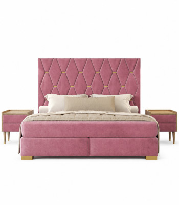 Beiges Schlafzimmer Set Doppelbett Kleiderschrank Kommode 2x Nachttische