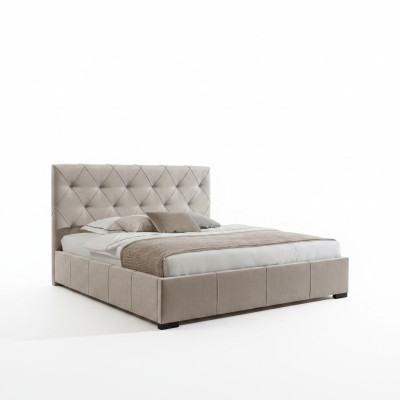 Beiges Chesterfield Doppelbett Textil Nachttische Schlafzimmer Garnitur
