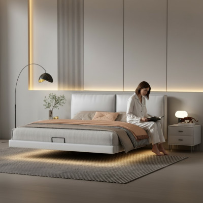 Weißes Schlafzimmer Wandbett Designer Betten Holzgestell Doppelbetten