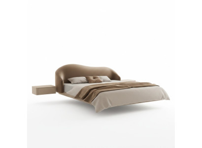 Beiges Wandbett Designer Schlafzimmer Betten Luxus Doppelbetten Holz